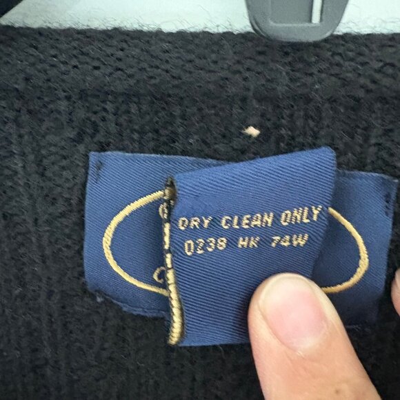 Chelsea Campbell Womens Small Black 100% Pure Wool Ribbed Cardigan w 1 button - Picture 7 of 9